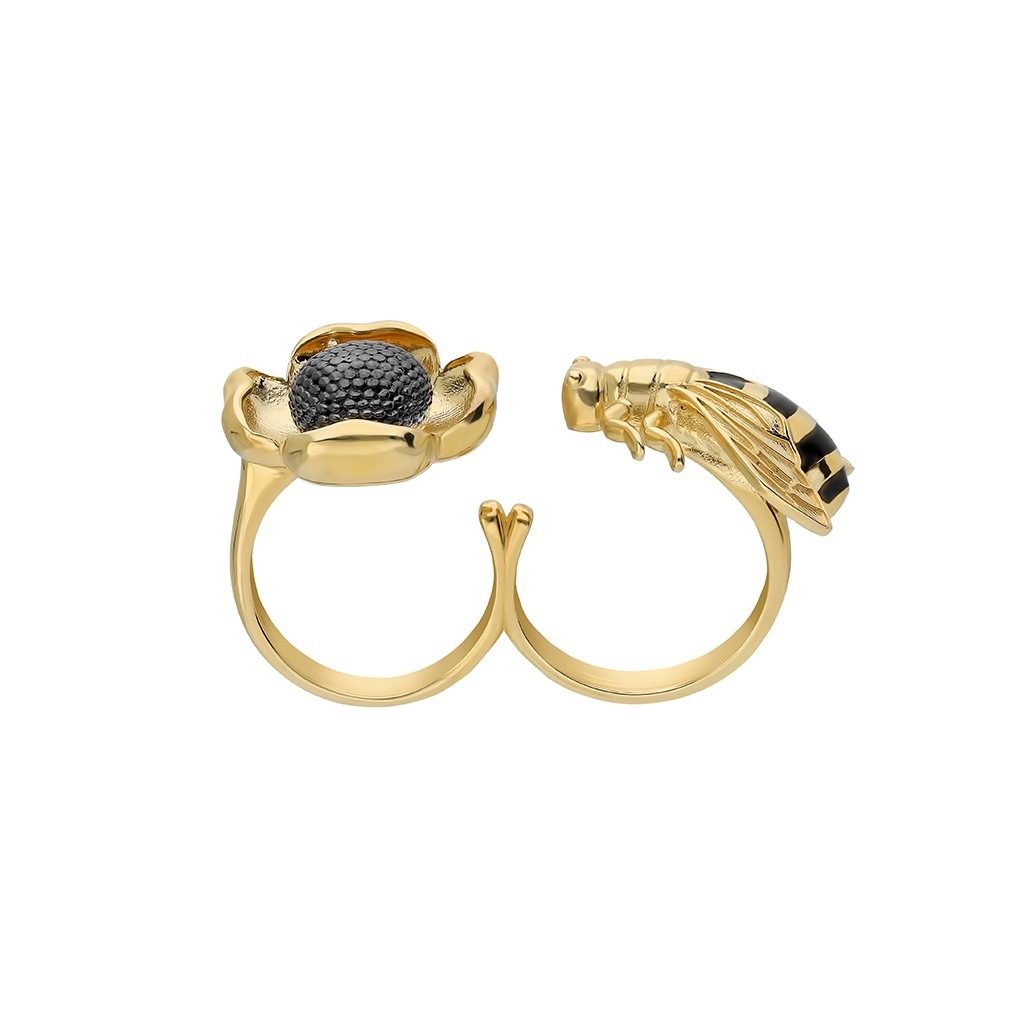 Bee Flies to the Flower Ring - Black
