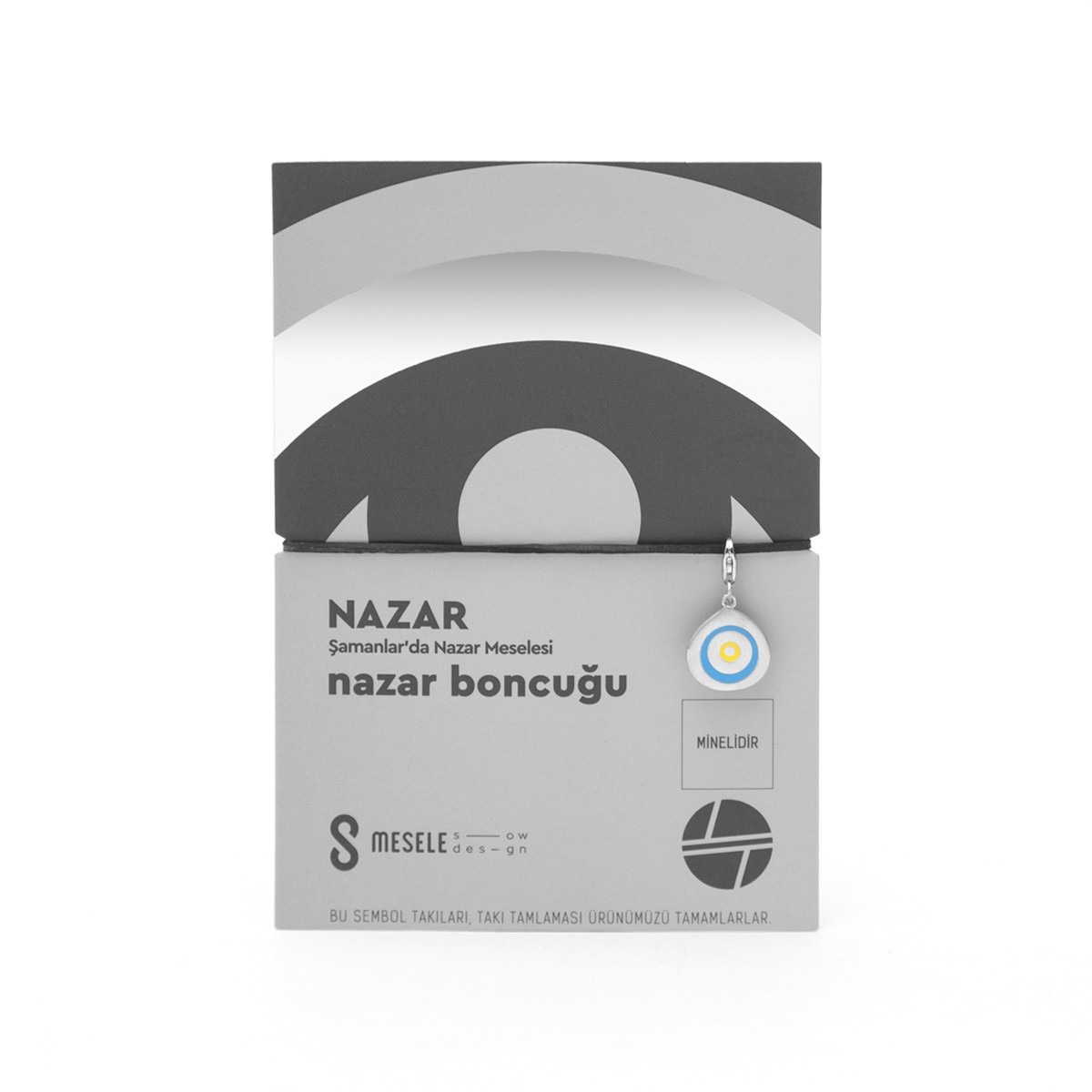 Takı Tamlaması - Nazar Boncuğu (Nazar) Sarı Göz - Beyaz Altın