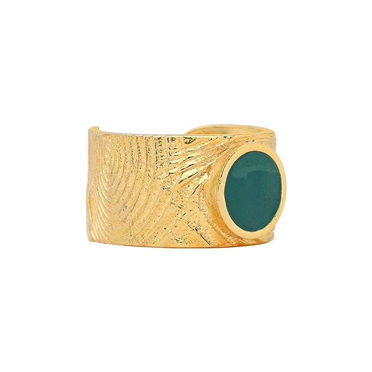 Orbis Enamel Ring - Spiral (Green)