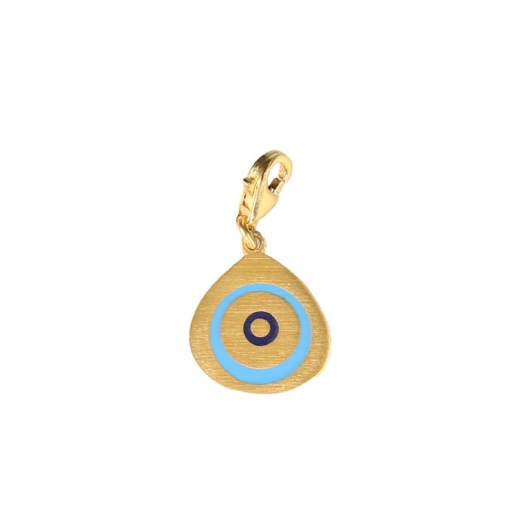 Global Charming - Evil Eye (Nazar) Navy Eye - Yellow Gold