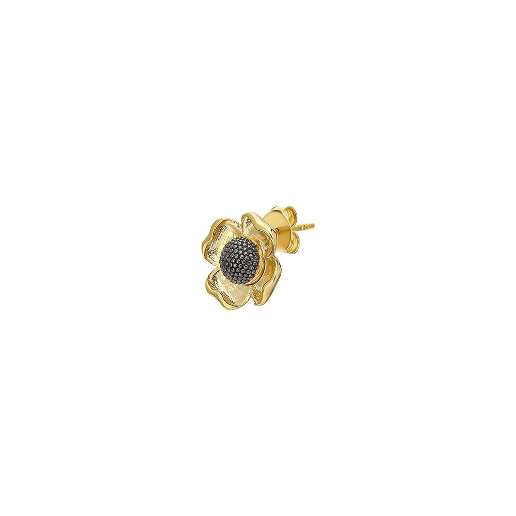 Flower Earring - Small - Gold / Black