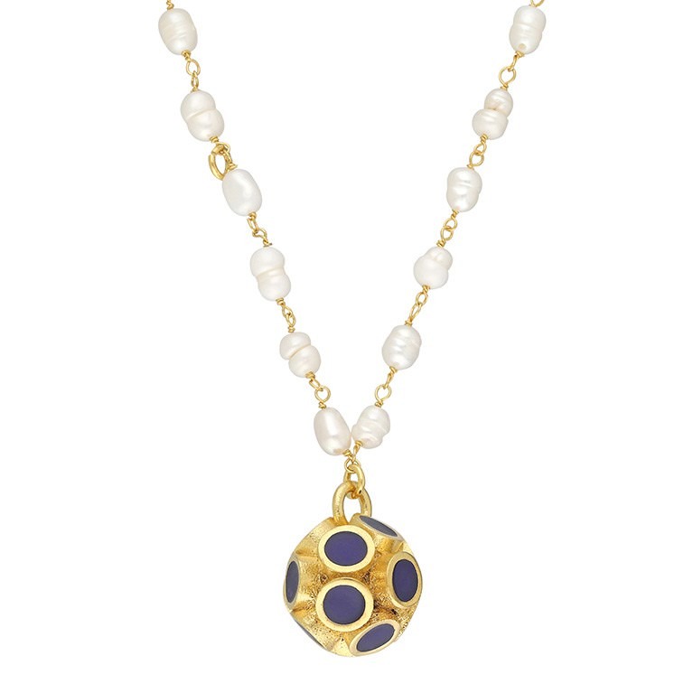 Orbis Pearl Necklace - Cahide (Navy Blue) Medium Ball