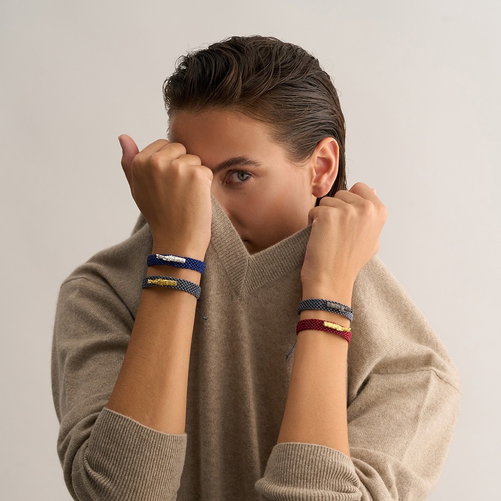 Artemis Macrame Bracelet Navy - White