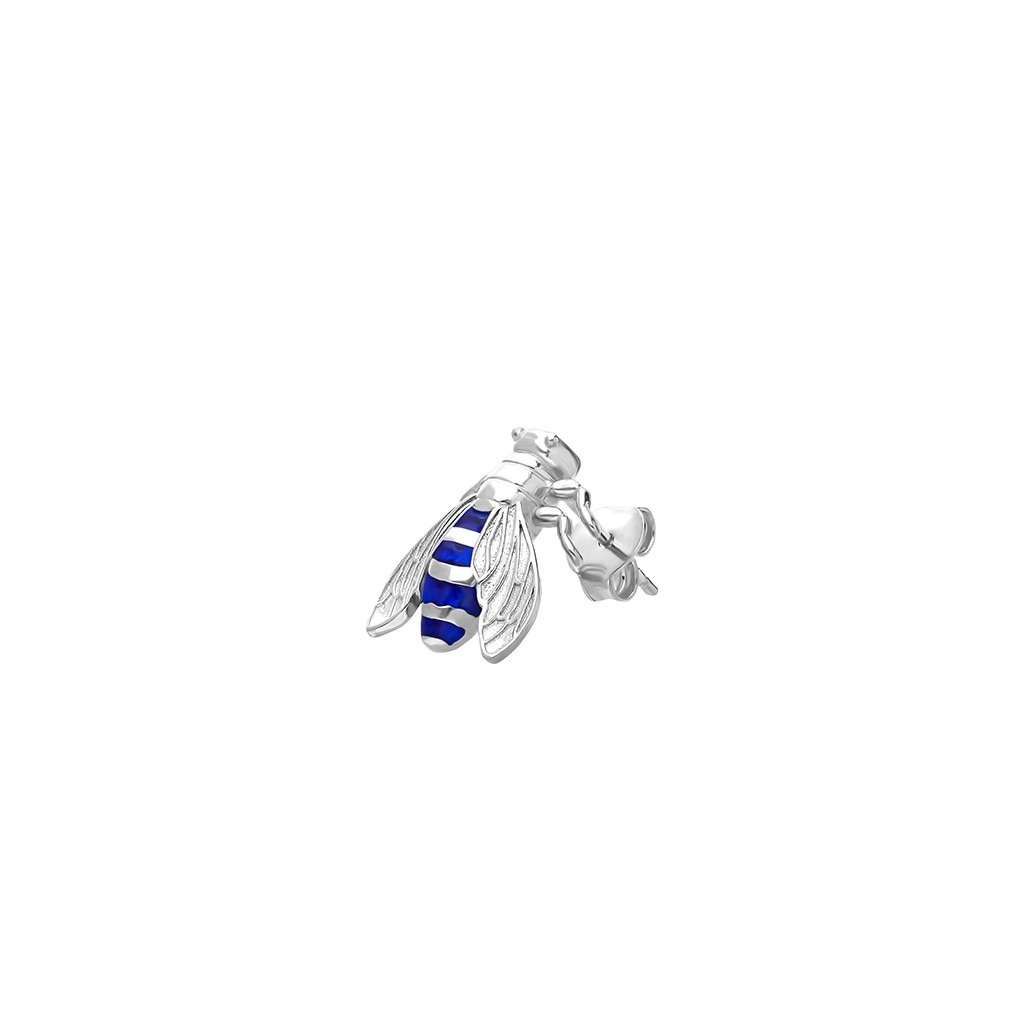 Bee Earring - Small White / Navy