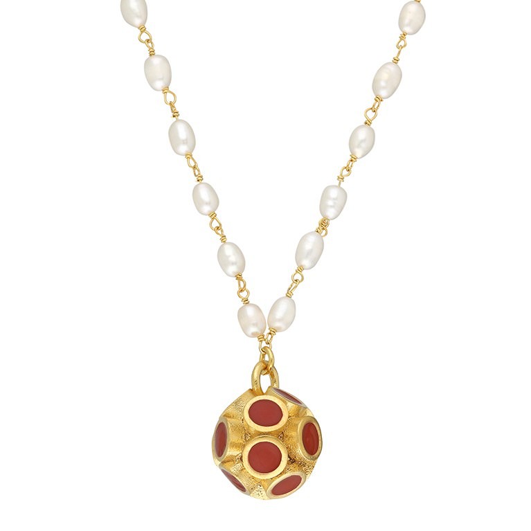 Orbis Pearl Necklace - Cahide (Coral) Medium Ball