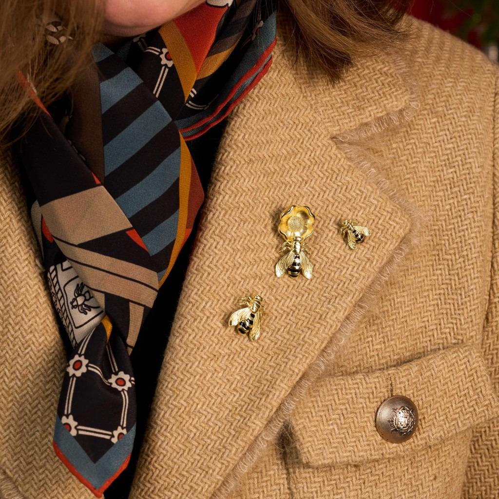 Bee Pin with Black Enamel - Medium