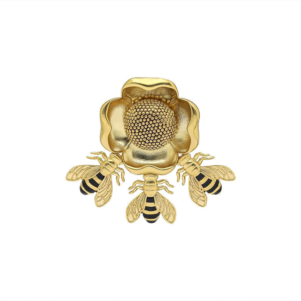 Bee Flies to the Flower - Brooch
