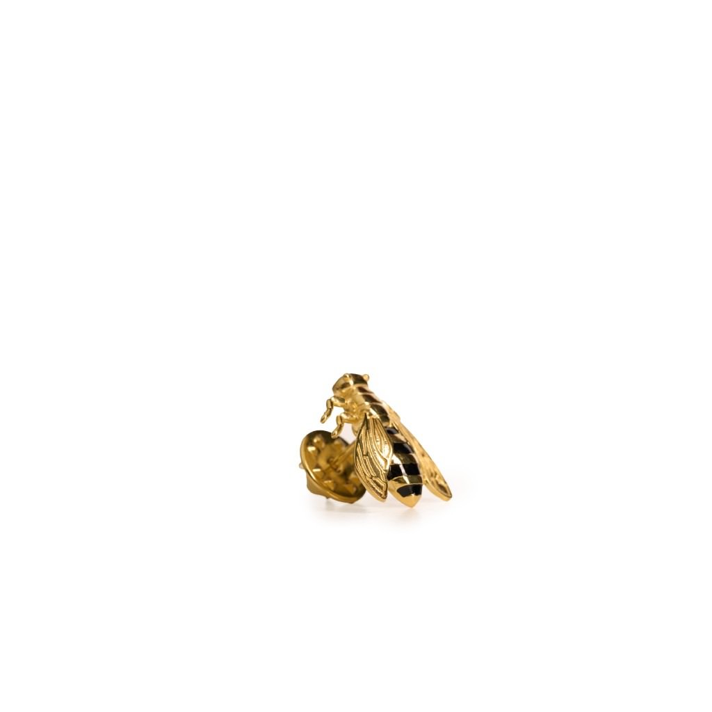 Bee Pin with Black Enamel - Medium