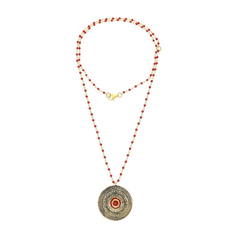 Orbis Necklace - Eye (Coral Chain)