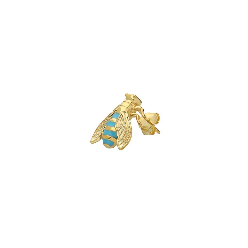Bee Earring - Small Gold / Turquois