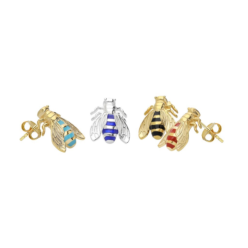 Bee Earring - Small Gold / Turquois