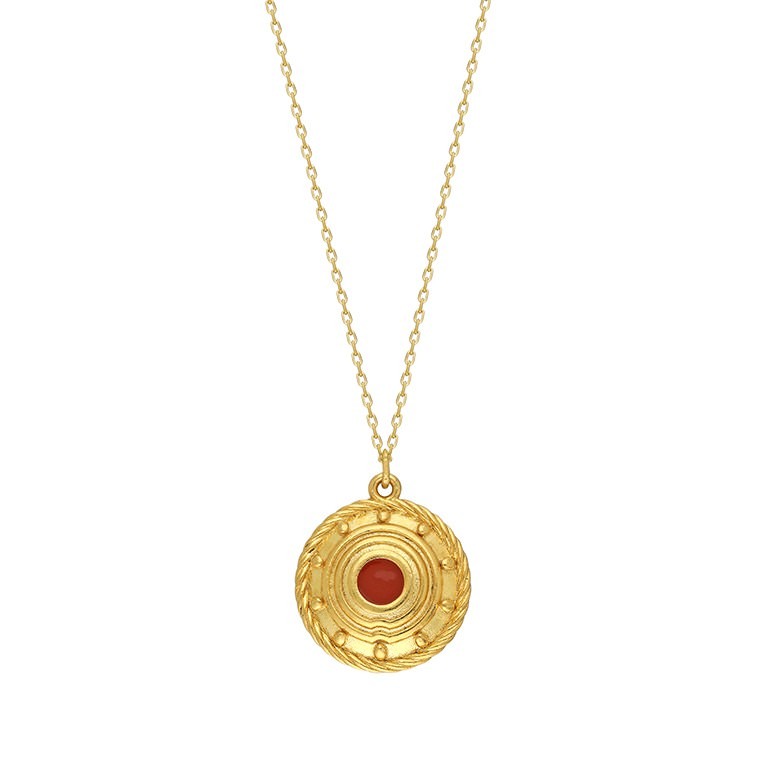Orbis Enamel Necklace - Drop In The Lake (Coral)