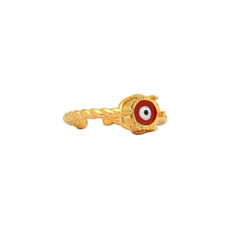 Orbis Twisted Enamel Ring - Eye (Coral)