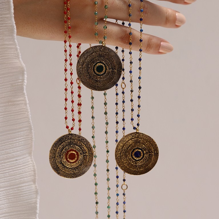 Orbis Necklace - Eye (Coral Chain)
