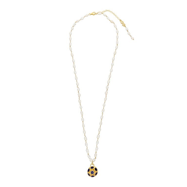 Orbis Pearl Necklace - Cahide (Navy Blue) Medium Ball