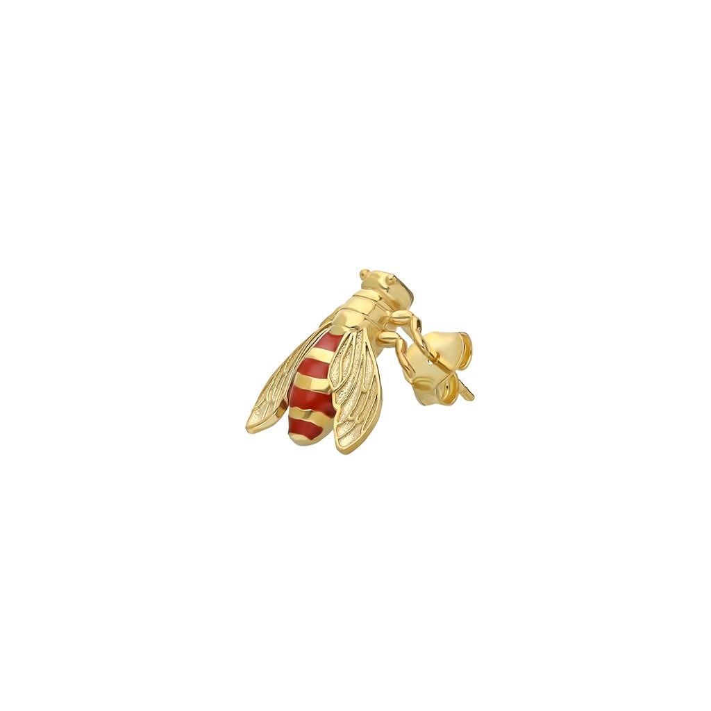 Bee Earring - Small Gold / Coral