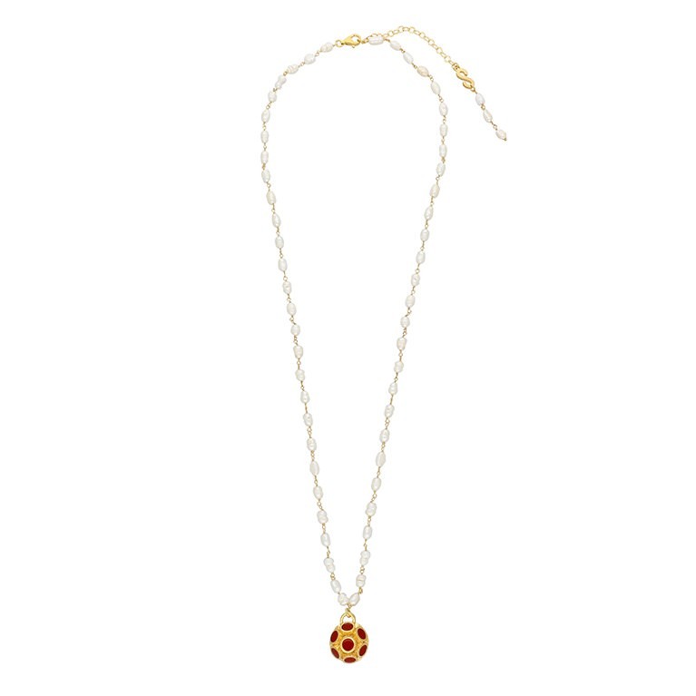 Orbis Pearl Necklace - Cahide (Coral) Medium Ball