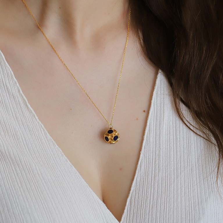 Orbis Necklace - Cahide (Navy Blue) Small Ball