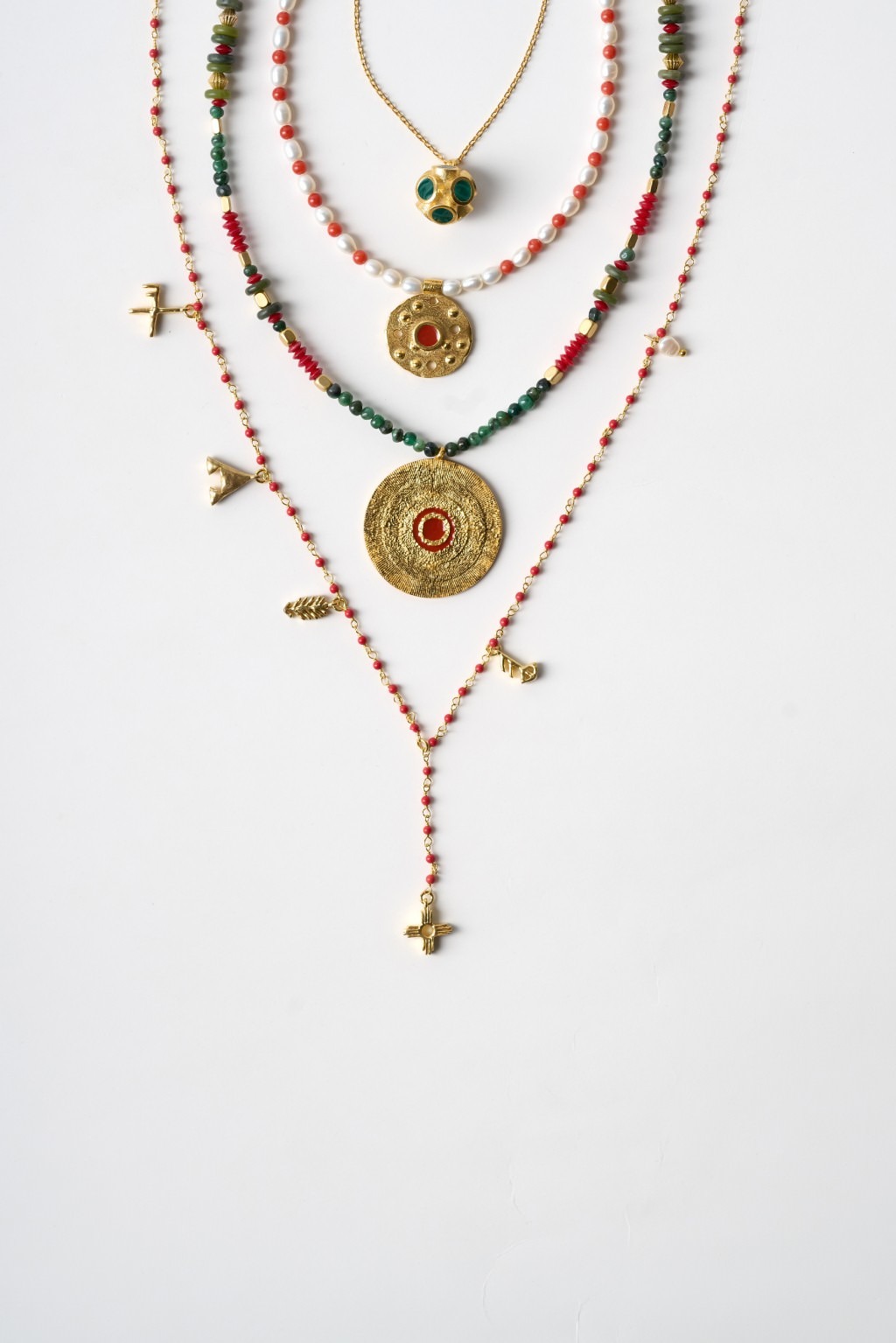 Orbis Amulet Necklace (Coral)