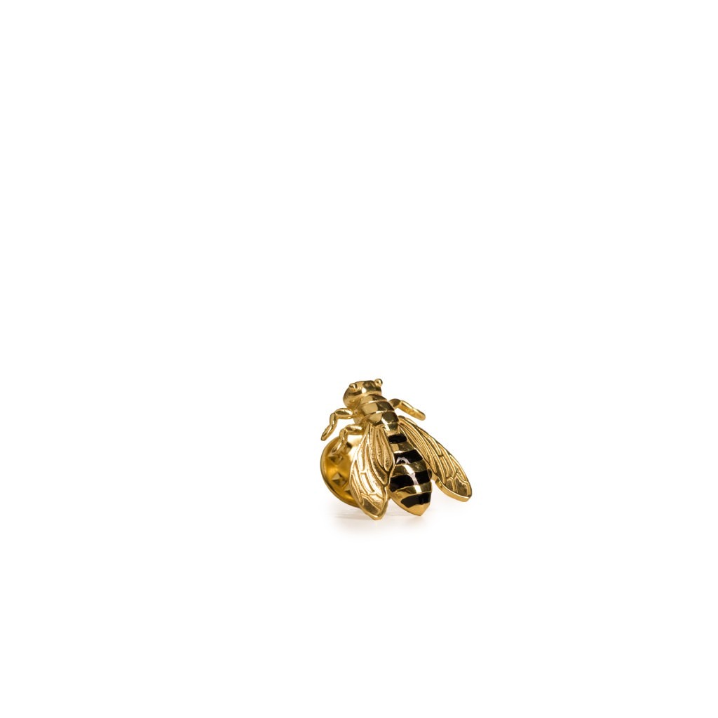 Bee Pin with Black Enamel - Small