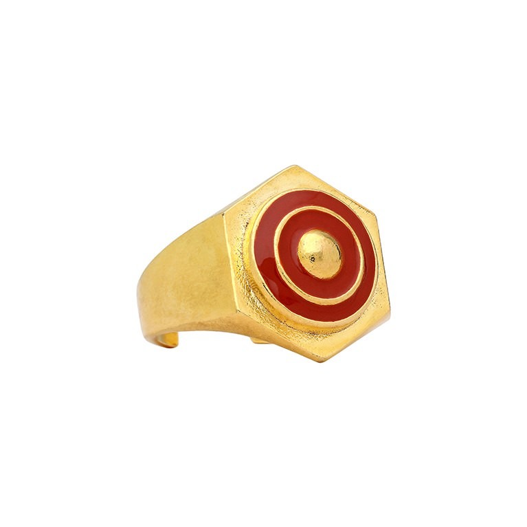 Orbis Enamel Ring - Eye (Coral)