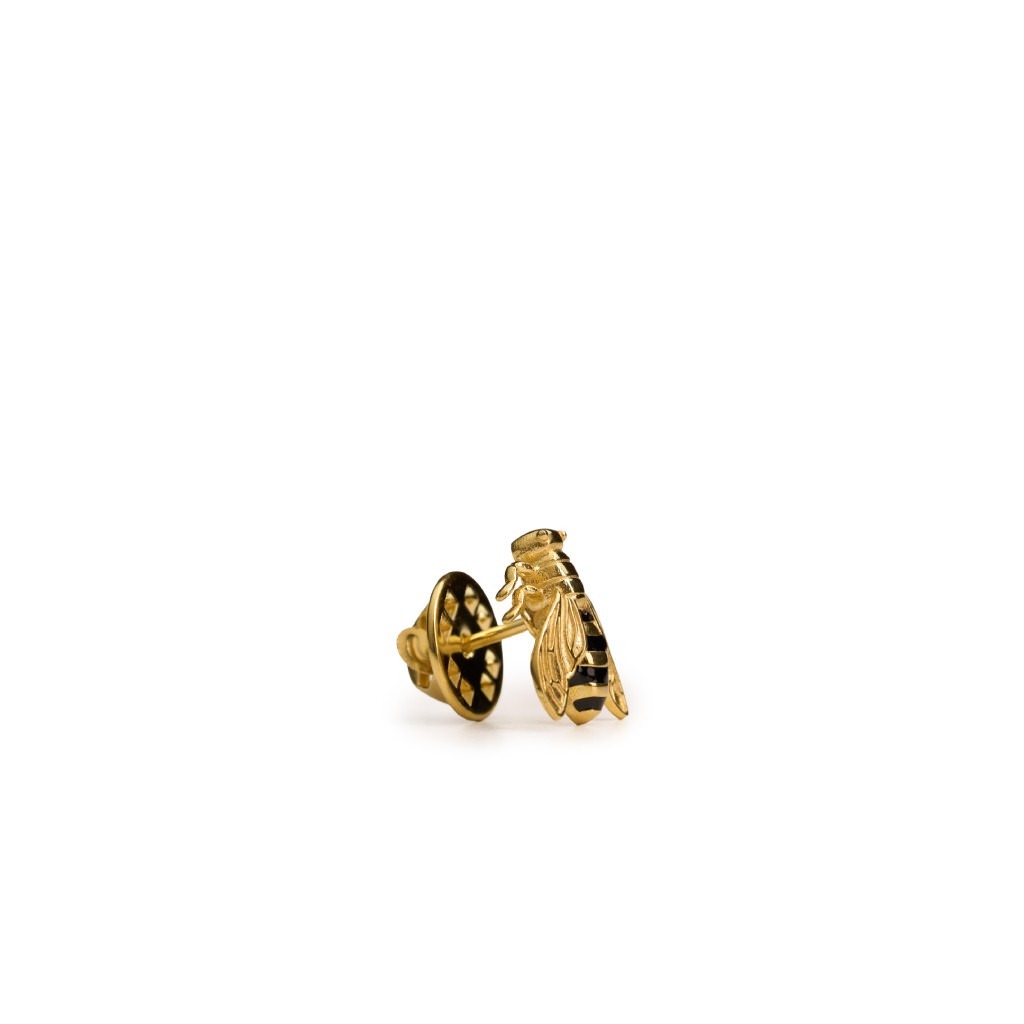 Bee Pin with Black Enamel - Medium