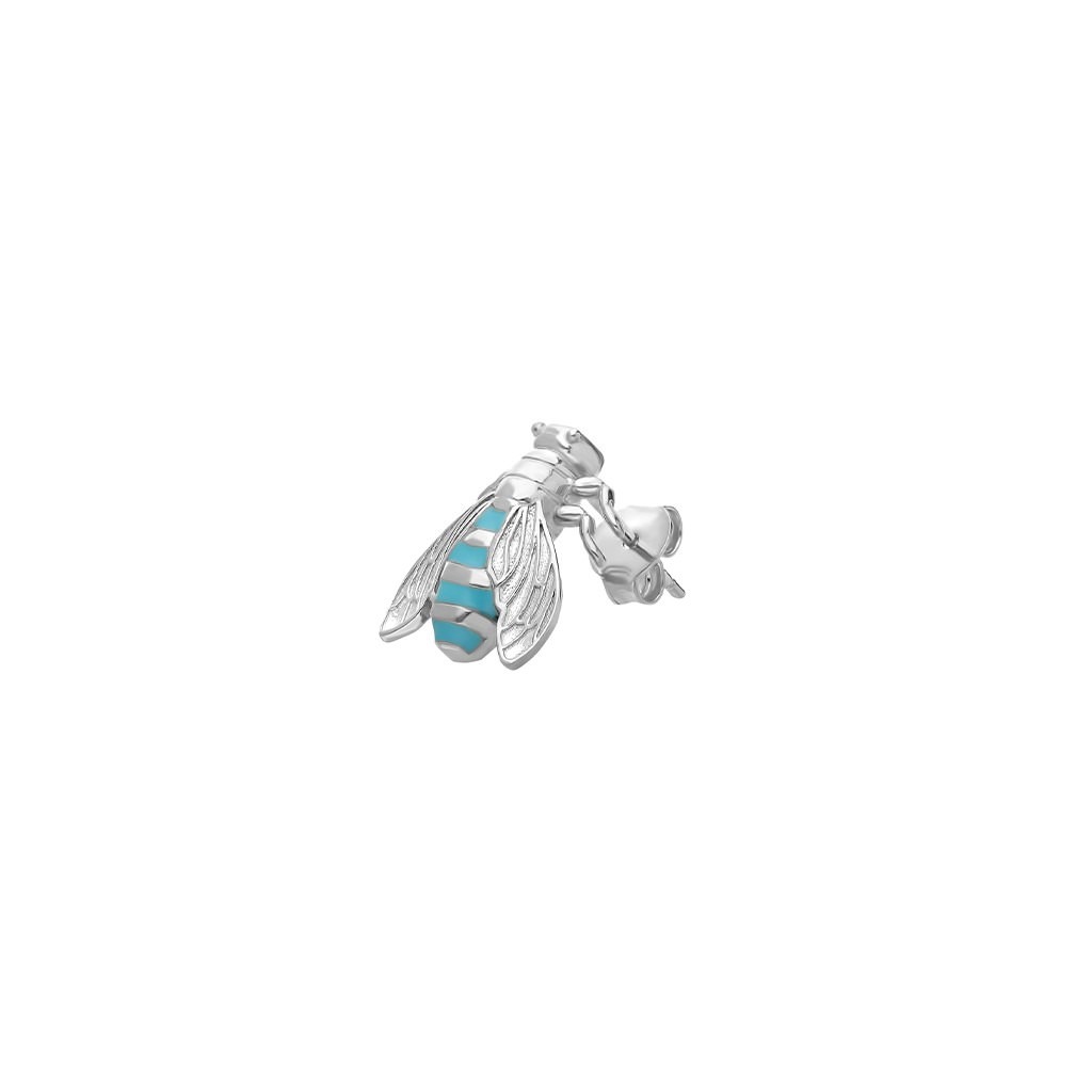Bee Earring - Small White / Turquois