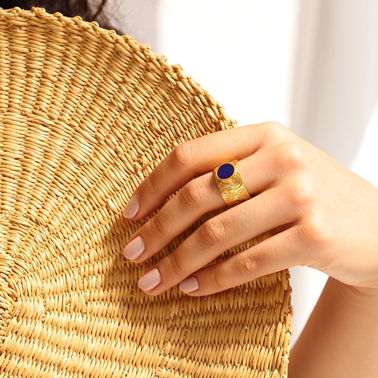 Orbis Enamel Ring - Drop in The Lake (Navy Blue)