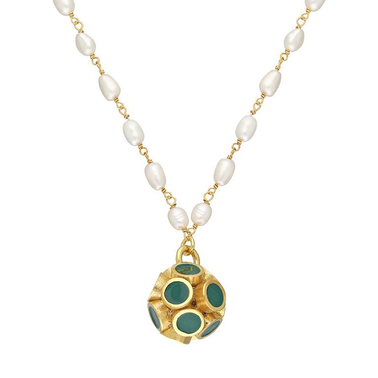 Orbis Pearl Necklace - Cahide (Green) Medium Ball