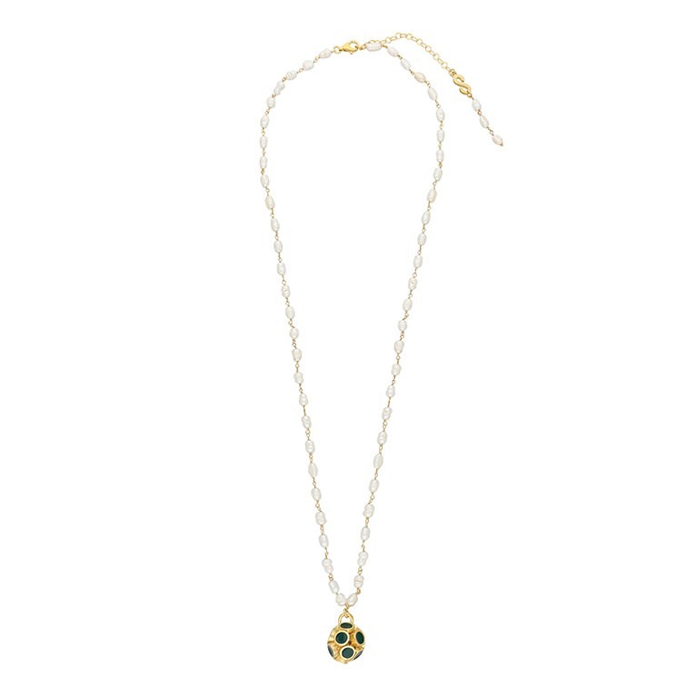 Orbis Pearl Necklace - Cahide (Green) Medium Ball