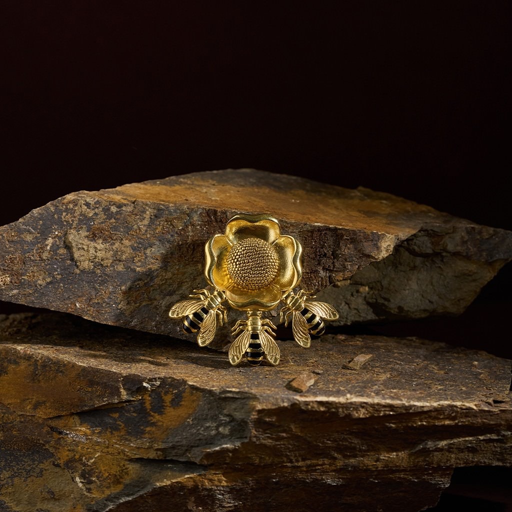 Bee Flies to the Flower - Brooch