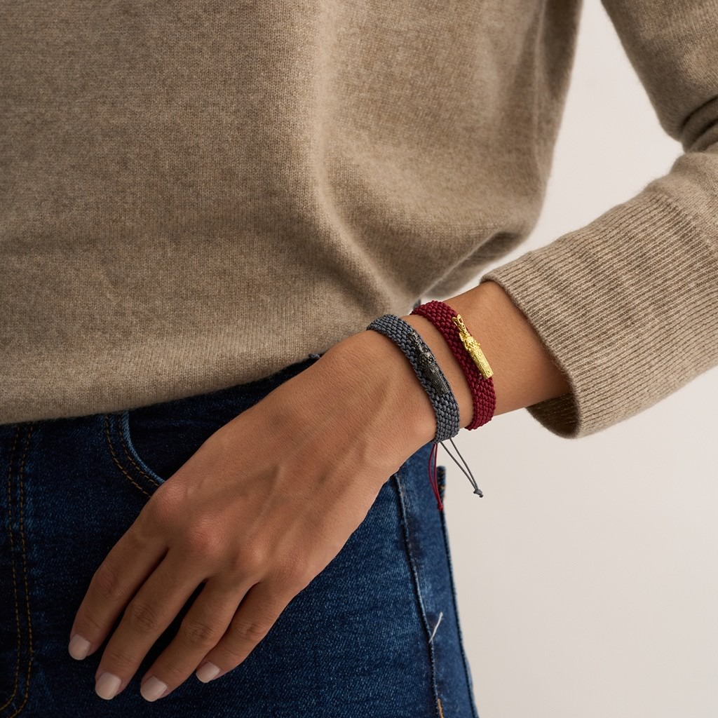 Artemis Macrame Bracelet Burgundy - Yellow