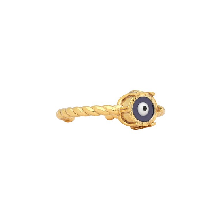 Orbis Twisted Enamel Ring - Eye (Navy Blue)