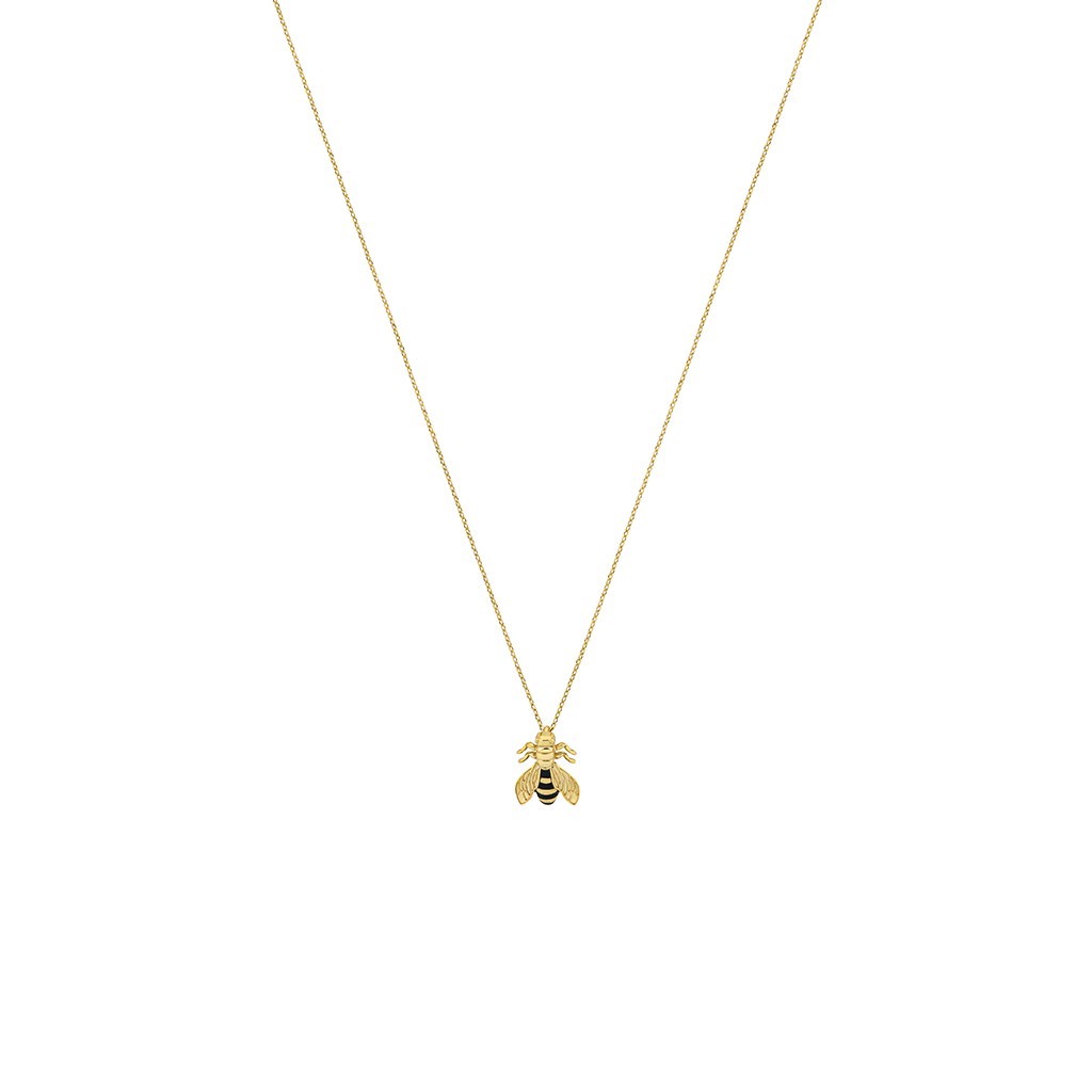 Single Bee Necklace with Black Enamel - Small