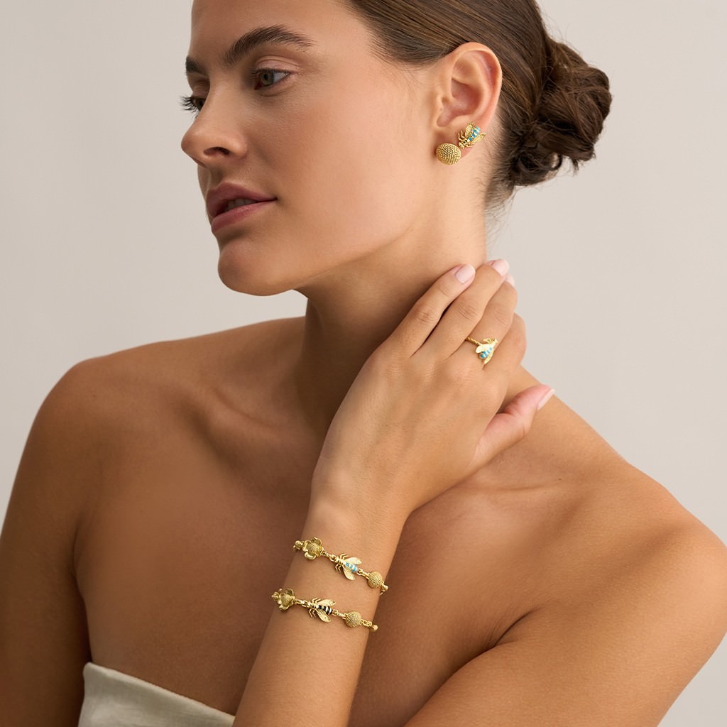 Bee - Flower - Pollen Bracelet - Turquois