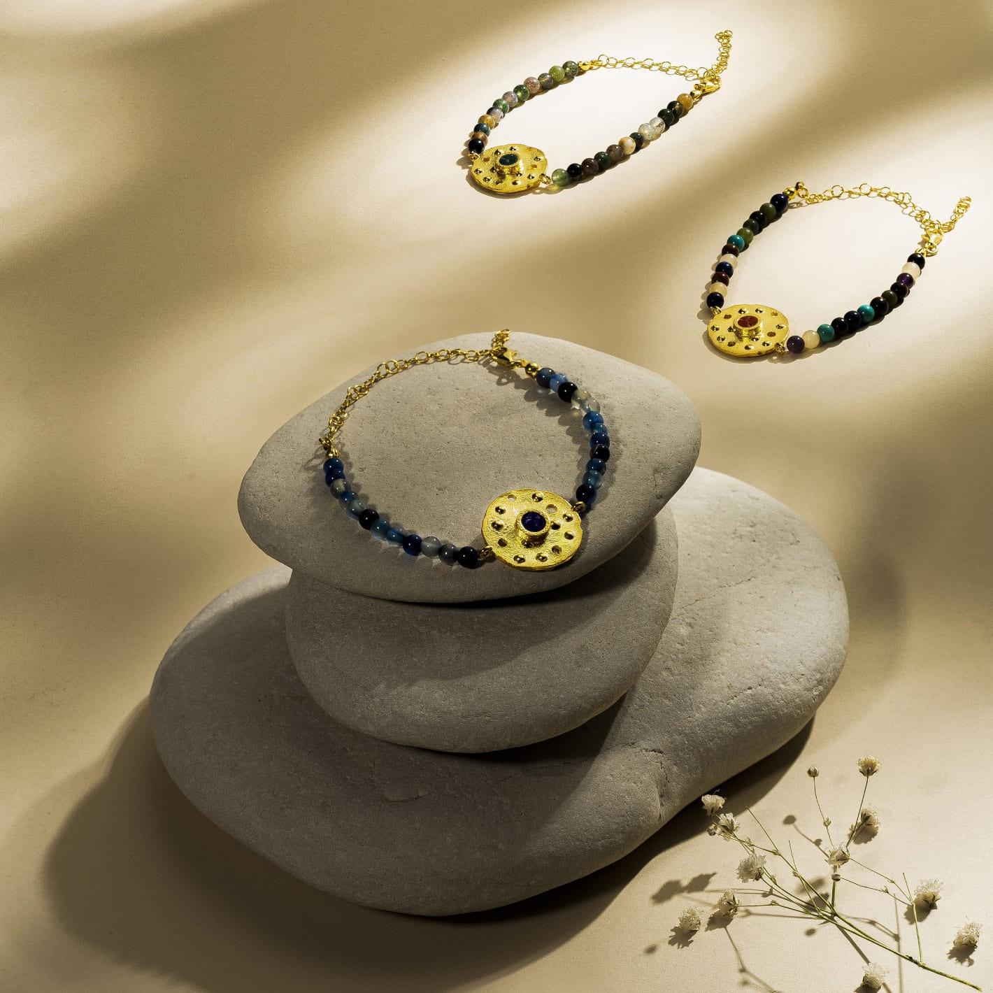 Orbis Enamel Bracelet - Eye (Indian Agate)