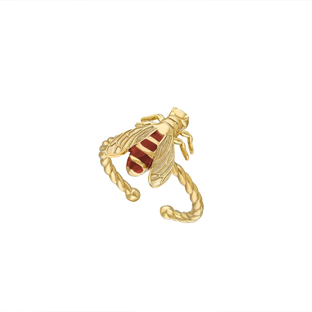 Small Bee Ring - Coral