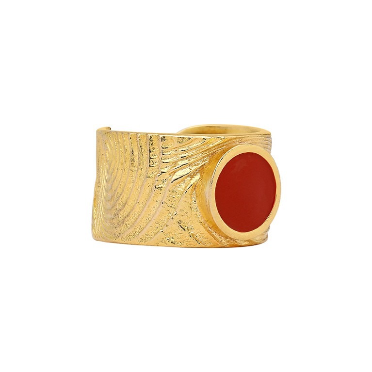 Orbis Enamel Ring - Spiral (Coral)