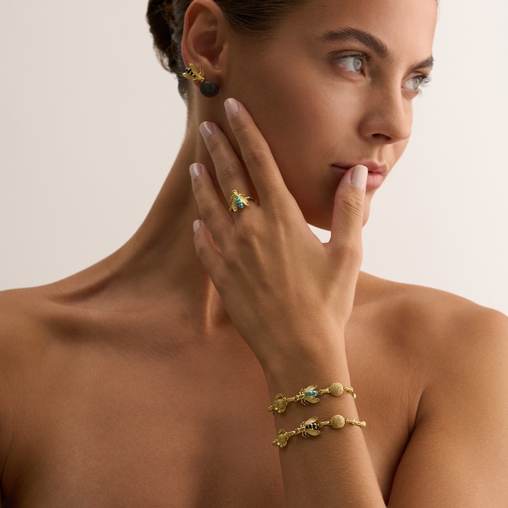 Bee - Flower - Pollen Bracelet - Turquois