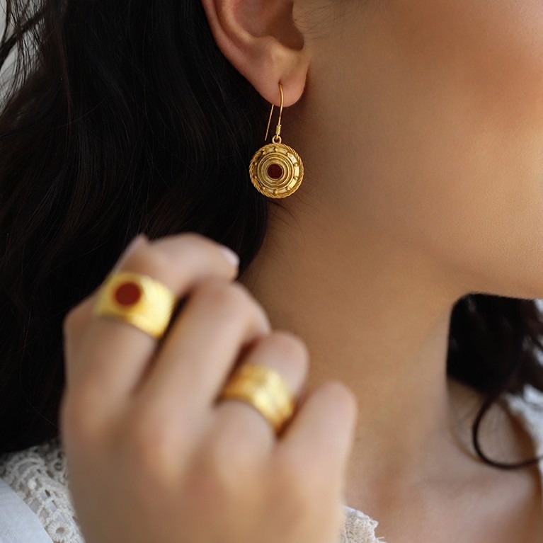 Orbis Enamel Earring - Drop In The Lake (Coral)