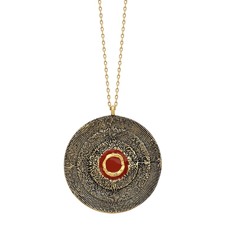Orbis Enamel Necklace - Eye (Coral)