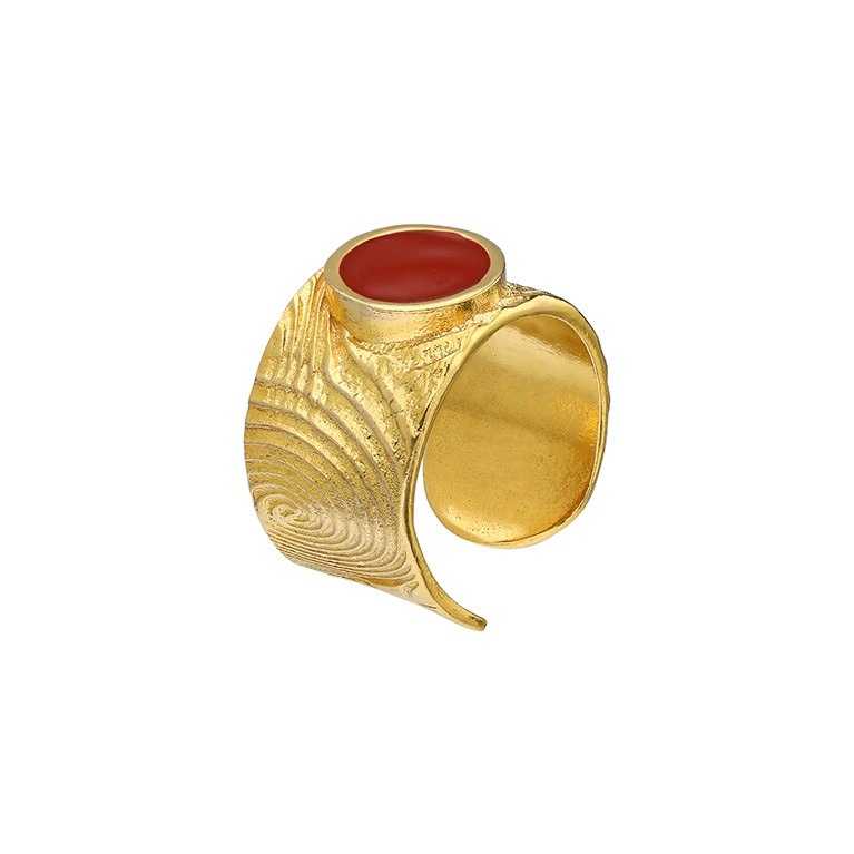 Orbis Enamel Ring - Spiral (Coral)