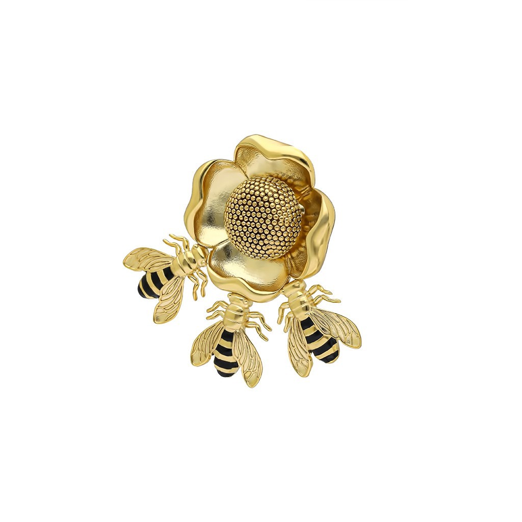 Bee Flies to the Flower - Brooch
