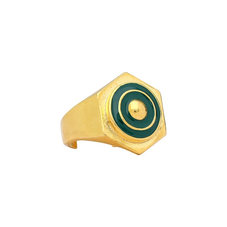 Orbis Enamel Ring - Eye (Green)