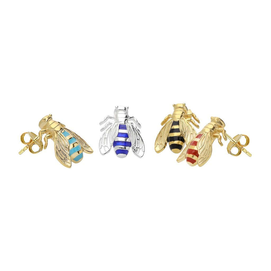 Bee Earring - Small Gold / Coral