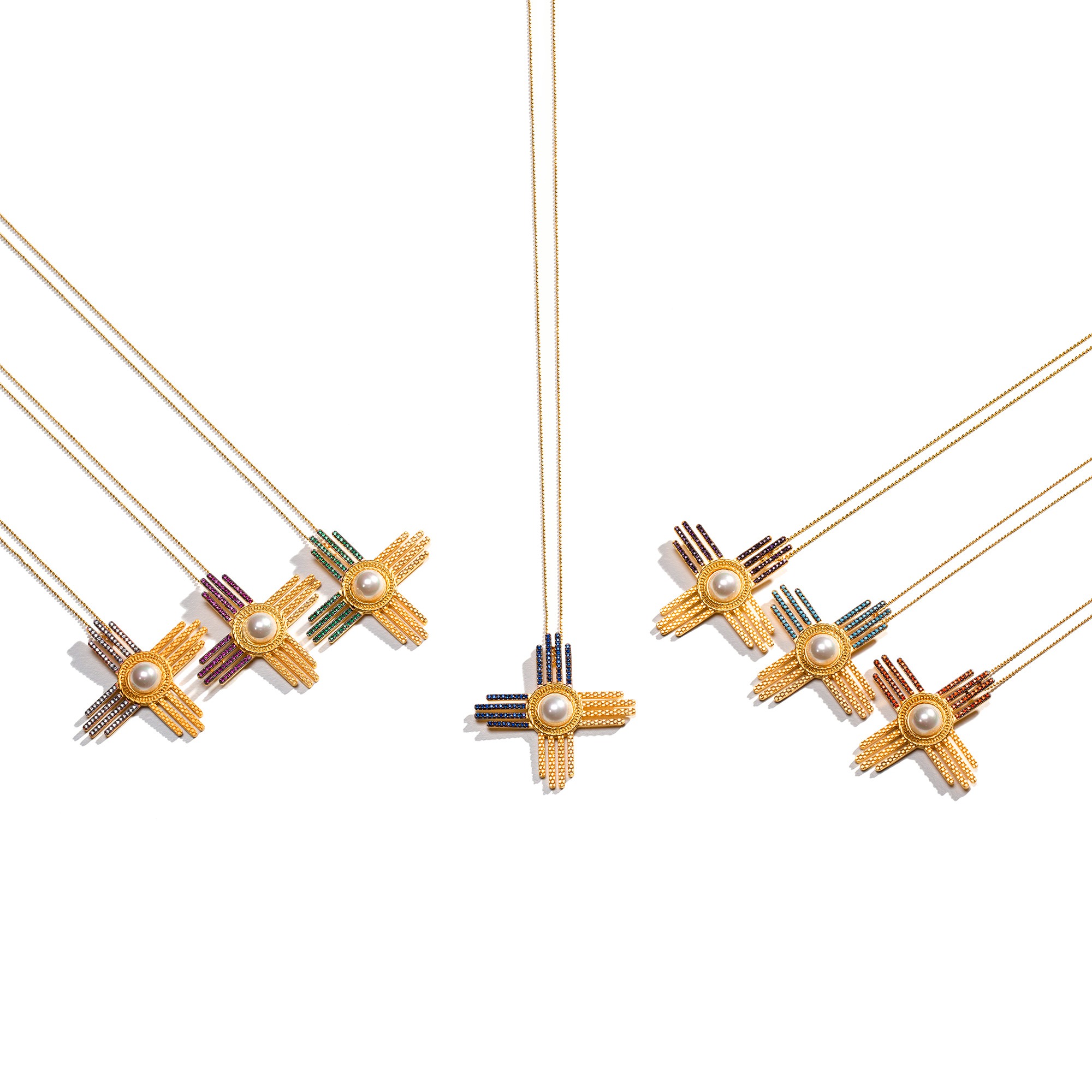 The Matter of the Sun in Natives American - Zia (Harmony) - Necklace (Fuchsia)