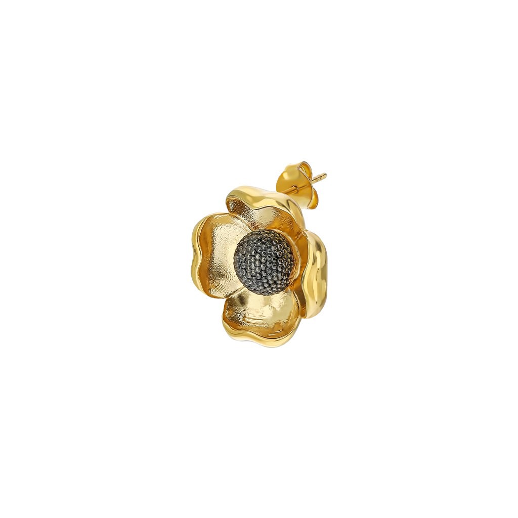 Flower Earring - Medium - Black