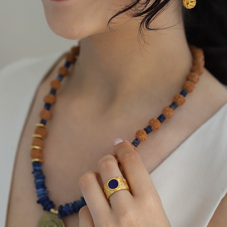Orbis Enamel Ring - Drop in The Lake (Navy Blue)