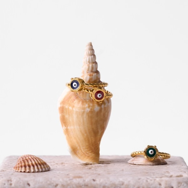Orbis Twisted Enamel Ring - Eye (Navy Blue)