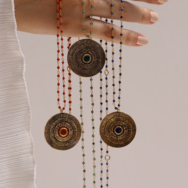 Orbis Necklace - Eye (Emerald Chain)